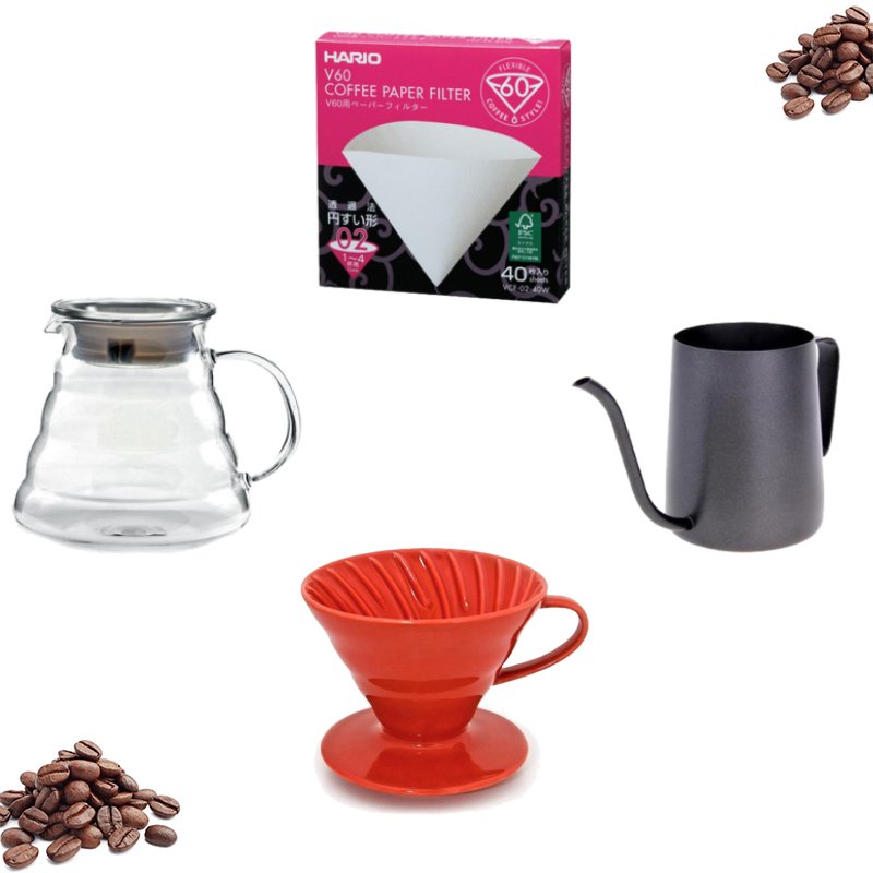 Black Goat Barista Drip Filter Coffee Set (4'lü Set) - Kırmızı