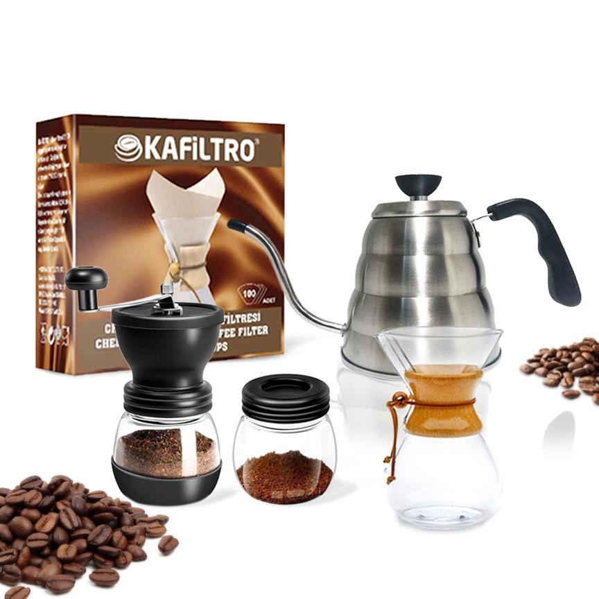 Black Goat Barista *Chemex Set-1 (4'lü Set) - Barista Pour Over Starter Set