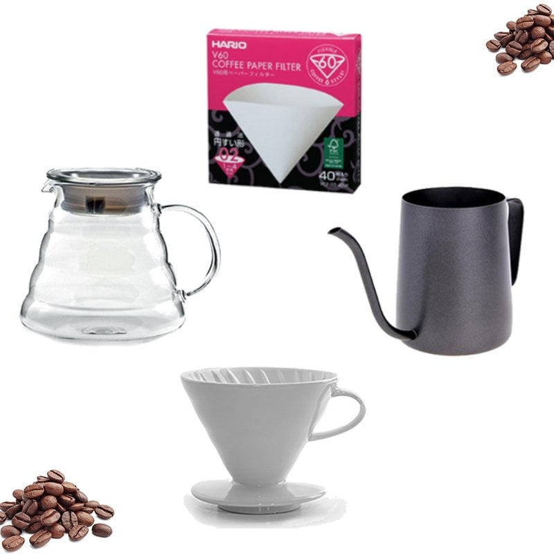 Black Goat Barista Drip Filter Coffee Set (4'lü Set) - Beyaz