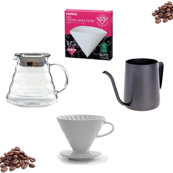 Black Goat Barista Drip Filter Coffee Set (4'lü Set) - Beyaz