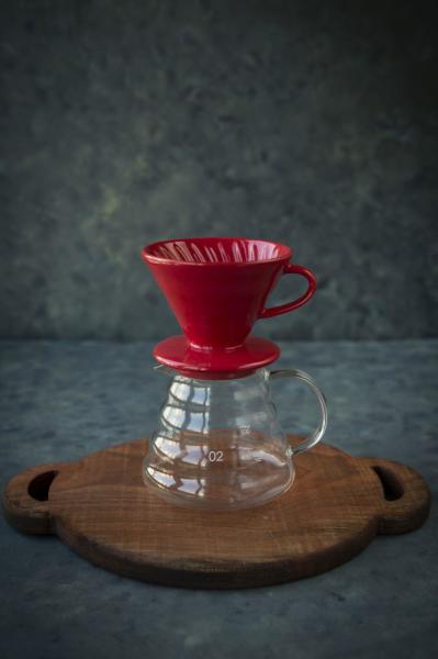 Kahvehanem V60 02 Kahve Demleme Tanışma Seti  - Retro Kırmızı (Dripper + 600 ml Kahve Sürahisi)