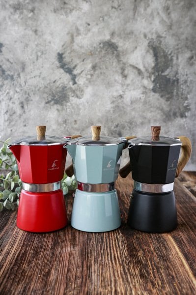 Black Goat 6 Cup Moka Pot -  Kırmızı