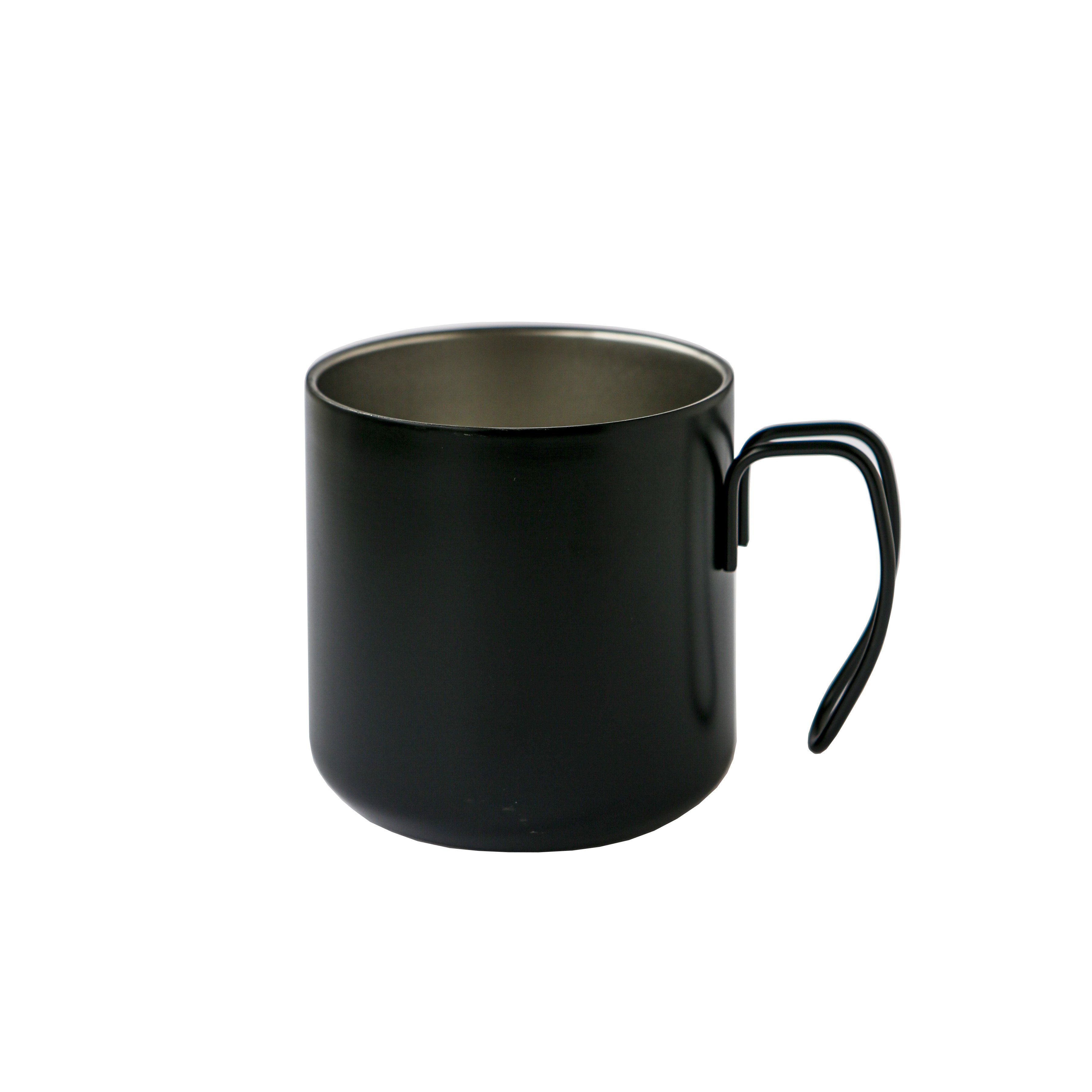 Black Goat 360 ML Çift Cidarlı Paslanmaz Çelik İnce Kulp Bardak - Siyah